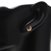 Large Oval Baltic Amber Stud Silver Earrings, e336